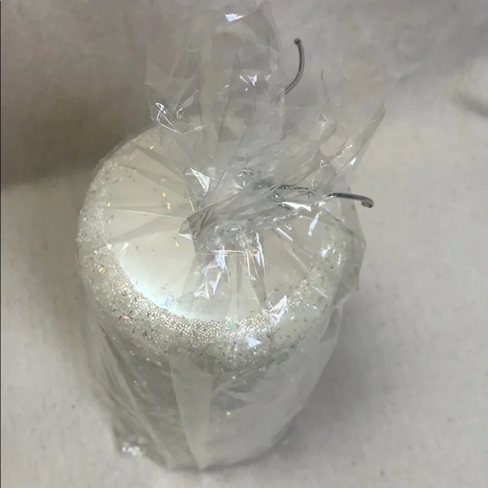 Pottery Barn 4”x8” glittery Sparkle Beaded Candle